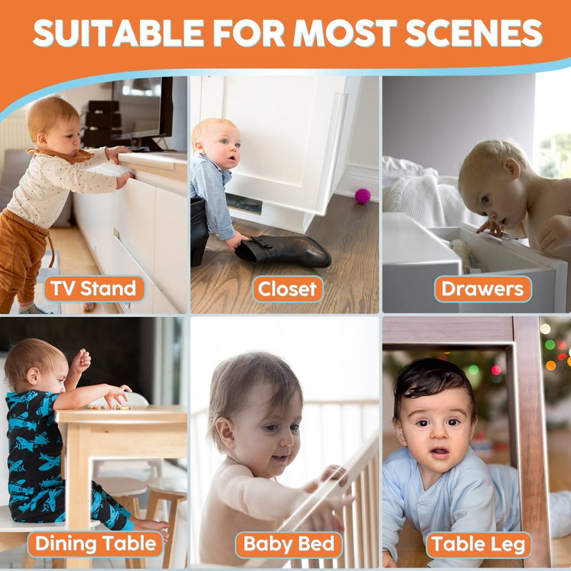 Loiion Baby Proofing, Edge Protector 100% Silicone, Soft Corner Protectors for Kids, Pre-Tape Adhesive Edge Guard for Kids Safety, Child Drawer Furniture Cabinet Bumper (32.8ft 0.6x0.6in(Width)) - Image 5